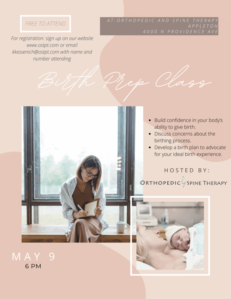 Orthopedic & Spine Therapy Birth Prep Flyer